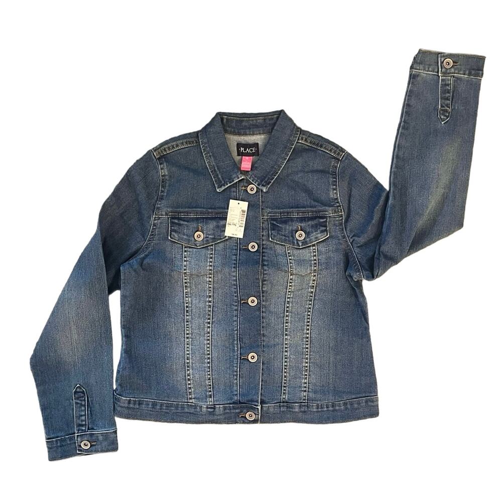 The Children's Place Girl  Basic Denim Jacket Azure Blue Child's Size XXL/16 NWT